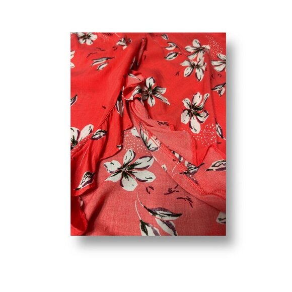 Torrid 2X Coral Floral Blouse Ruffle Back Hi-Low Hem Scoop Neck Top Summer - Picture 6 of 9